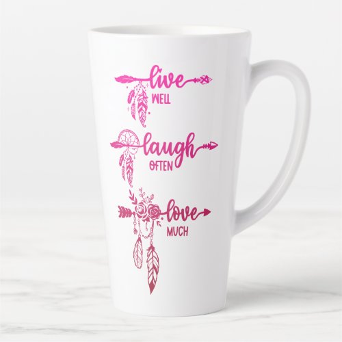 Live Laugh Love Pink Ombre Boho Latte Mug