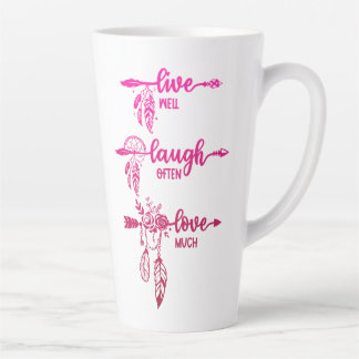 Live, Laugh, Love, Pink Ombre Boho Latte Mug