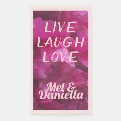 Live Laugh Love Purple Peony Floral Paper Guest Towels