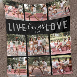 Live Laugh Love Quote Photo Collage Fleece Blanket<br><div class="desc">Positive quote fleecy blanket featuring a stylish black background that can be changed to any color,  the saying "live,  laugh,  love",  and 9 square photos for you to customize with your own.</div>