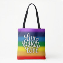 Live Laugh Love Rainbow All-Over-Print Tote Bag