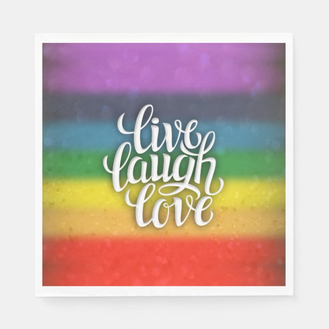Live Laugh Love Rainbow Napkins (Front)