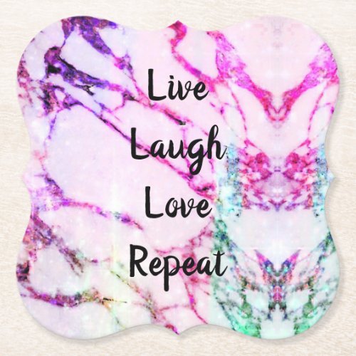 Live Laugh Love Repeat Marble Paper Coasters Set