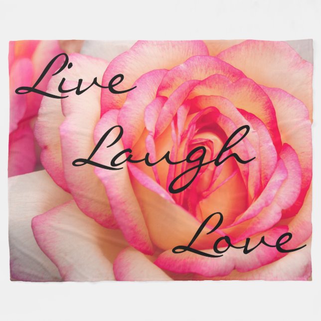 Live Laugh Love Rose Fleece Blanket (Front (Horizontal))