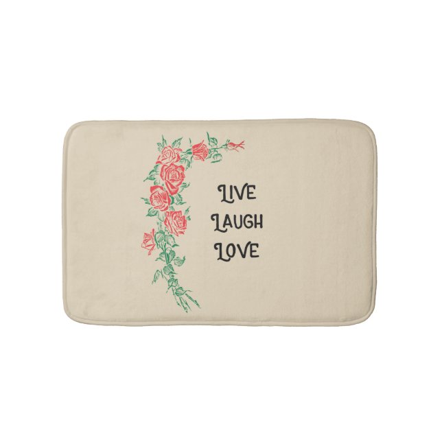 Live Laugh Love Rose Pattern Bath Mat (Front)