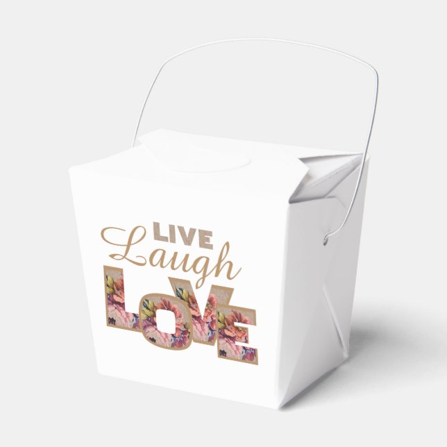 Live, Laugh, Love Rustic Floral Letters Favor Boxes (Front Side)