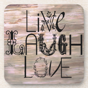 Live laugh love rustic wooden sign cork coasters
