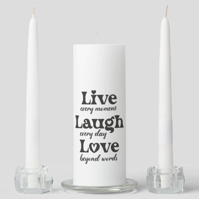 live, laugh, love - three beautiful words unity candle set (Front)