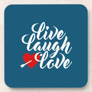 Live Laugh Love Valentine Calligraphy   Coaster