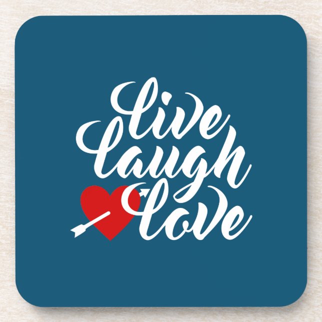 Live Laugh Love Valentine Calligraphy | Coaster (Front)