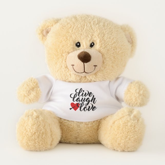 Live Laugh Love Valentine Calligraphy | Teddy Bear (Front)