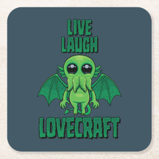 Live Laugh Lovecraft Cute Cthulhu Square Paper Coaster