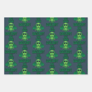 Live Laugh Lovecraft Cute Cthulhu Wrapping Paper Sheets