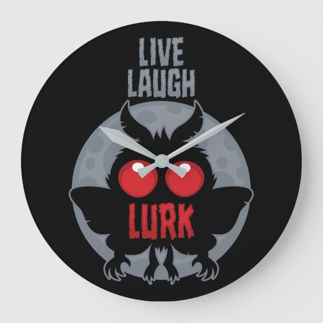 Live Laugh Lurk Mothman Cryptid Large Clock (Front)