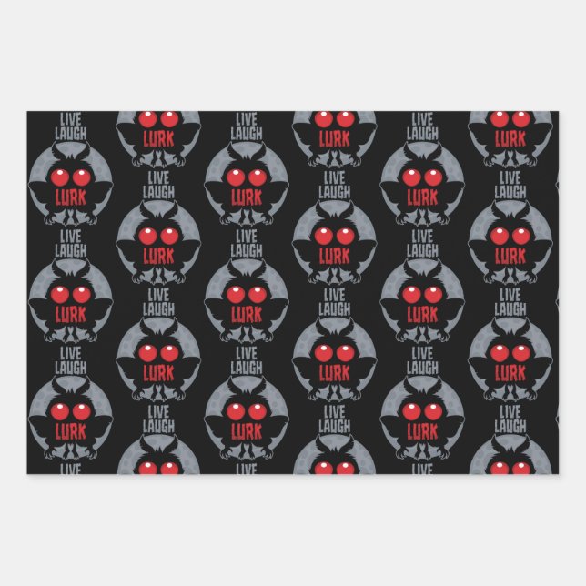 Live Laugh Lurk Mothman Cryptid Wrapping Paper Sheets (Front)