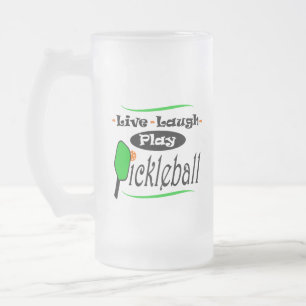 Live Laugh Play Pickleball Frosted Glass Beer Mug