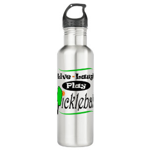 Live Laugh Play Pickleball Pickle ball Players Gif Stainless Steel Water Bottle