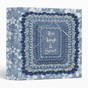 LIVE, LAUGH & SEW - BLUE/DEMIN FLORAL BINDER