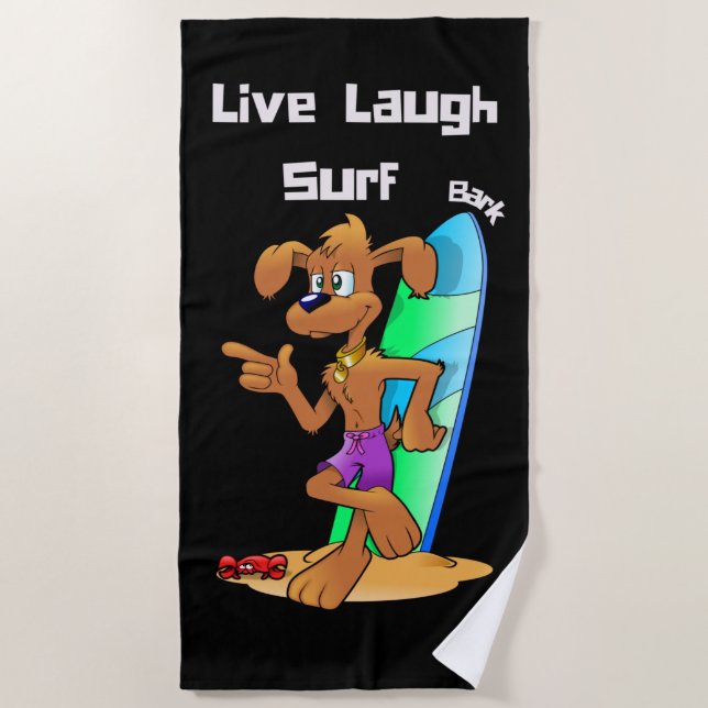  Live Laugh Surf  Beach Towel (Front)