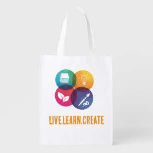Live.Learn.Create Women's T-Shirt Grocery Bag