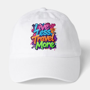 Live Less Travel More Neon Graffiti Travel Quote Hat