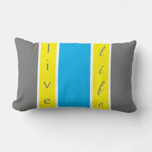 Live Life Blue and Yellow Striped Lumbar Pillow
