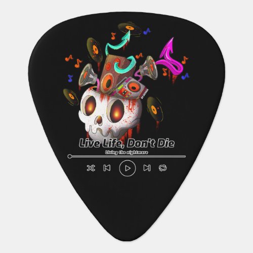 Live Life Graffiti Style Skull Music Lover Guitar Pick