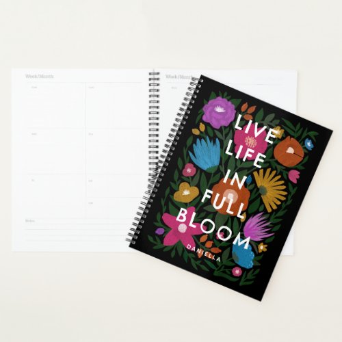 Live Life in Full Bloom Bold Floral  Name Planner