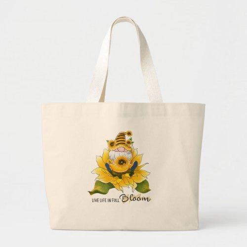 Live life in full bloom large tote bag