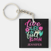 Never Dull Your Sparkle Quote, Girly Pink Glitter Keychain