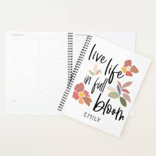 Live Life In Full Bloom Motivational Quote Planner