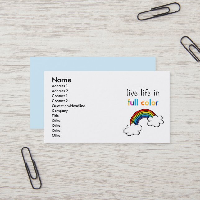 live life in full color business card (Front/Back In Situ)