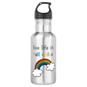 Live Life in Full Color Rainbow Stainless Steel Water Bottle