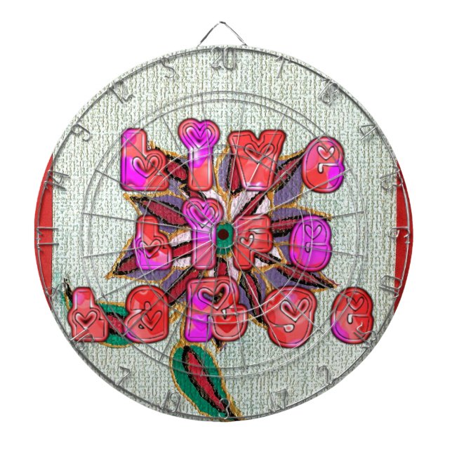 "Live Life Large" Art Print Dartboard With Darts (Front)