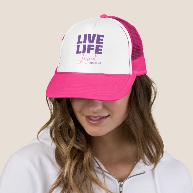 Live life loved Christian faith quote scripture Trucker Hat (In Situ)