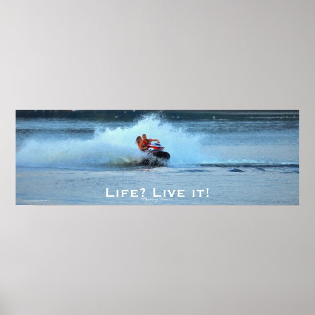 Live Life Motivational Jet-ski Summer Sports Art Poster (Front)