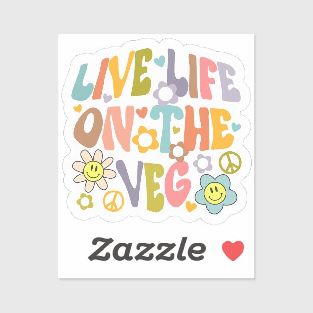Live Life on the Veg, Retro Vegan  Sticker (Sheet)