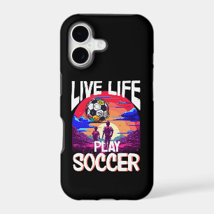 Live Life Play Soccer, Soccer Fan Sports Sunset iPhone 17 Case