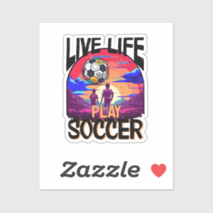 Live Life Play Soccer, Sunset Football Kids Sticker