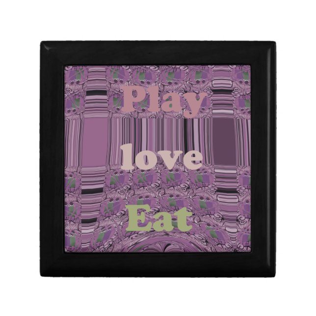 Live Life to the Fullest: Eat, Love, Play Design Keepsake Box (Front)
