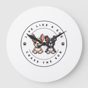 Live Like a Dog Chase the Sun Large Clock