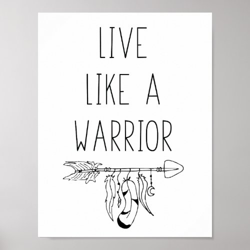 Live Like A Warrior Motivational Guidance Mantra Poster
