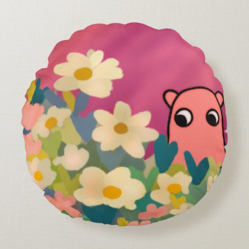 Live Like Flowers Round Pillow