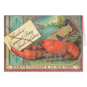 Live Lobster - Vintage Food Crate Label Cards