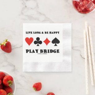 Live Long And Be Happy Play Bridge Four Card Suits Napkins