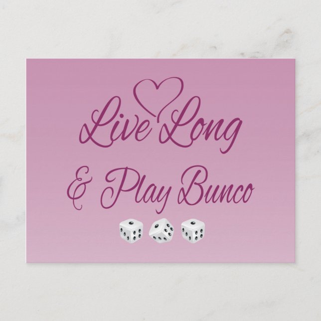 Live Long and Play Bunco Postcard (Front)