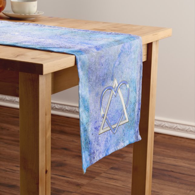 Live Long My Jewish Heart (Blue) Short Table Runner (In Situ)