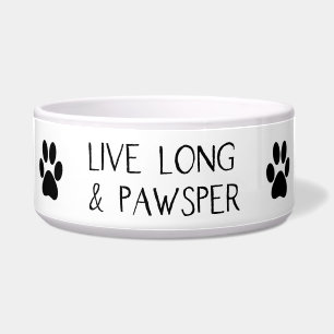 Live Long Pawsper Paw Prints Bowl