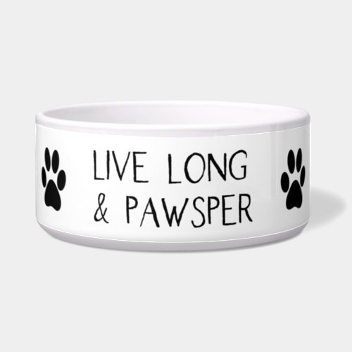 Live Long Pawsper  Paw Prints Bowl