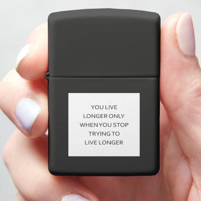 Live Longer by Living Freely Zippo Lighter (In Hand)